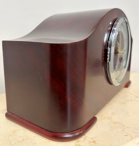 Vintage Mahogany Wooden Battery Mantel Clock | Adelaide Clocks