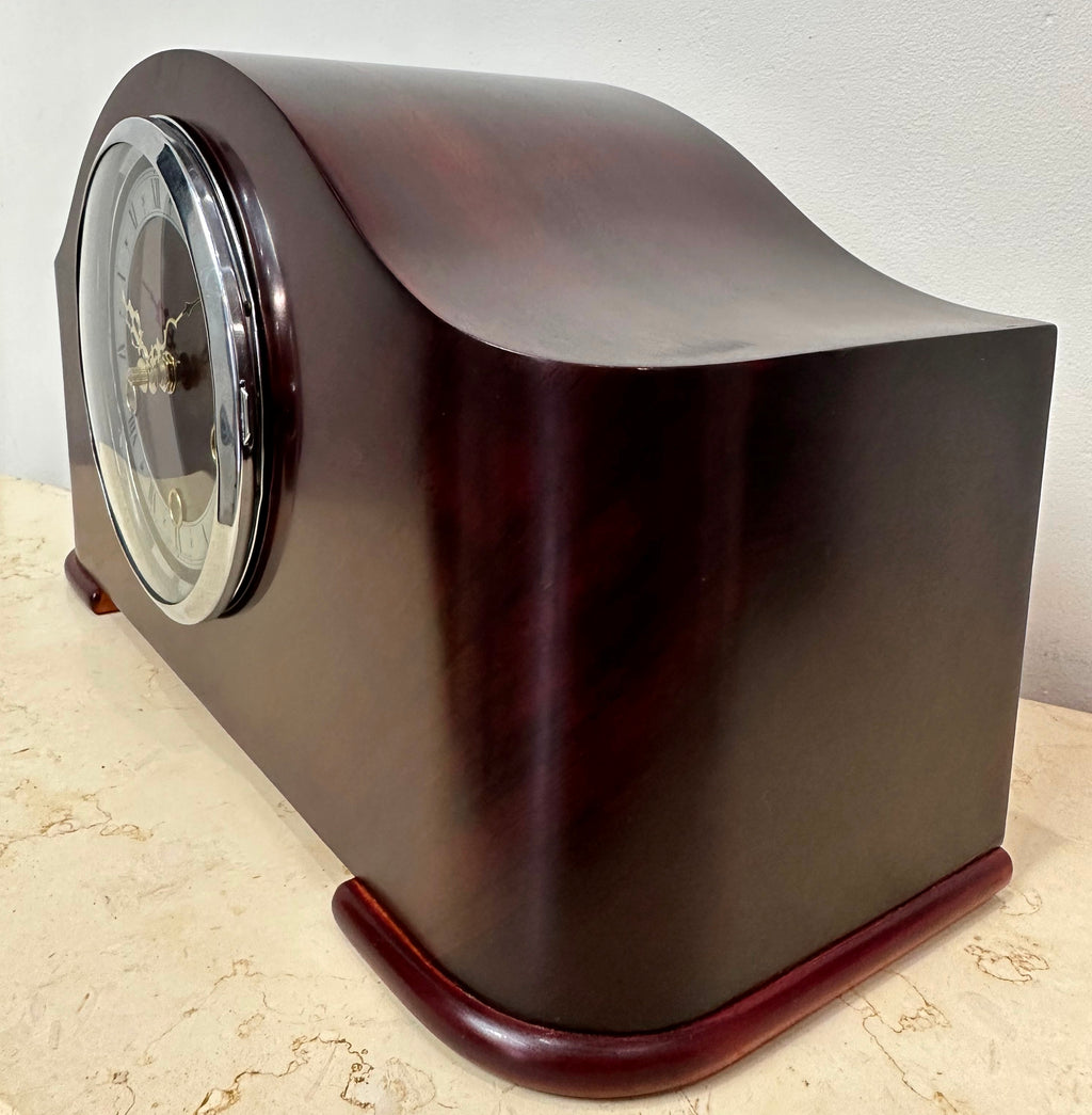 Vintage Mahogany Wooden Battery Mantel Clock | Adelaide Clocks
