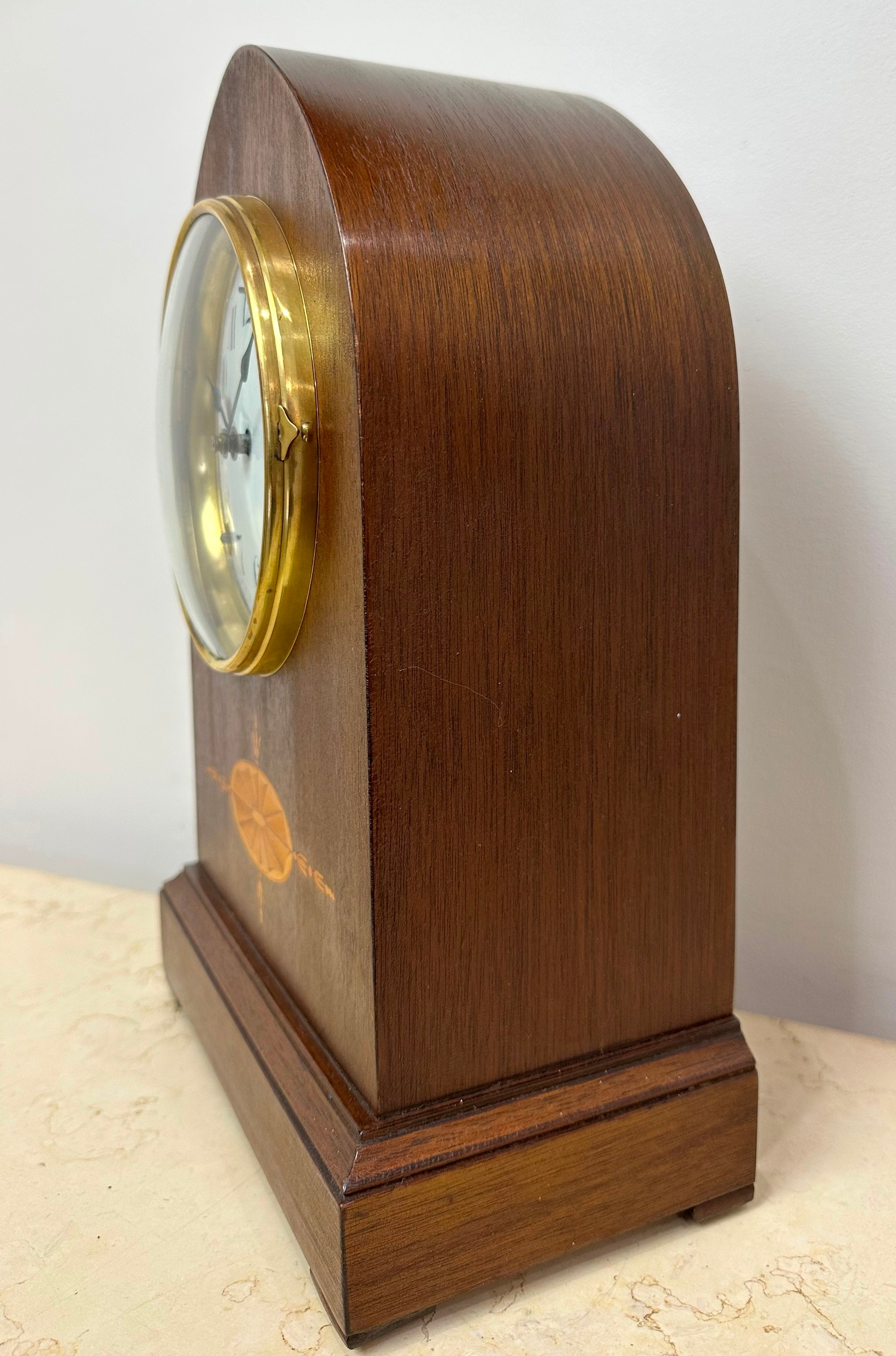 Antique Oak Sessions Hammer on Coil Chime Mantel Clock | eXibit collection