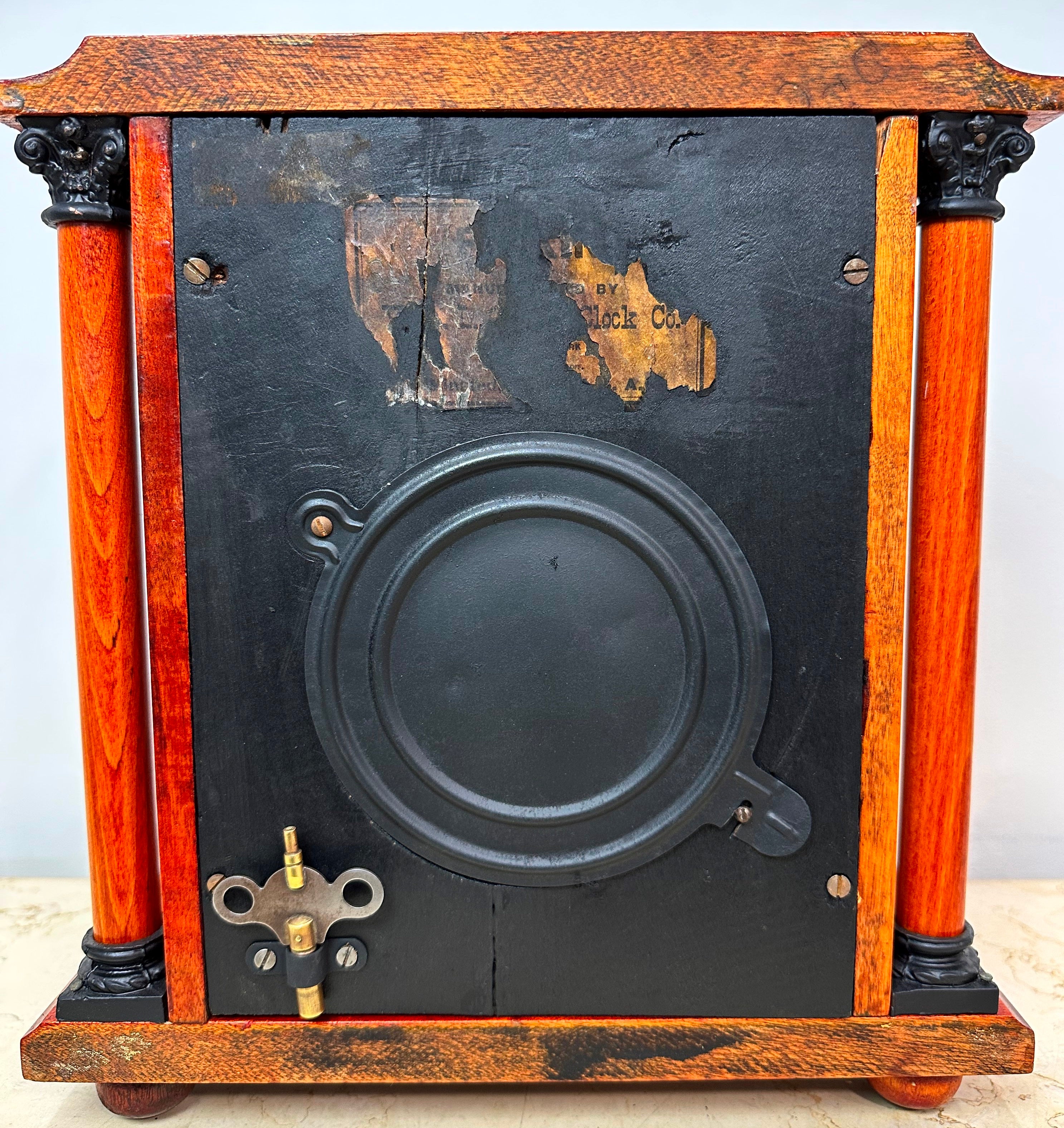 Antique GILBERT U.S.A Bell and Hammer on Coil Chime Mantel Clock | eXibit collection