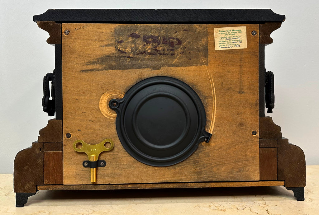 Antique WELCH Hammer on Bell & Coil Chime Mantel Clock | eXibit collection