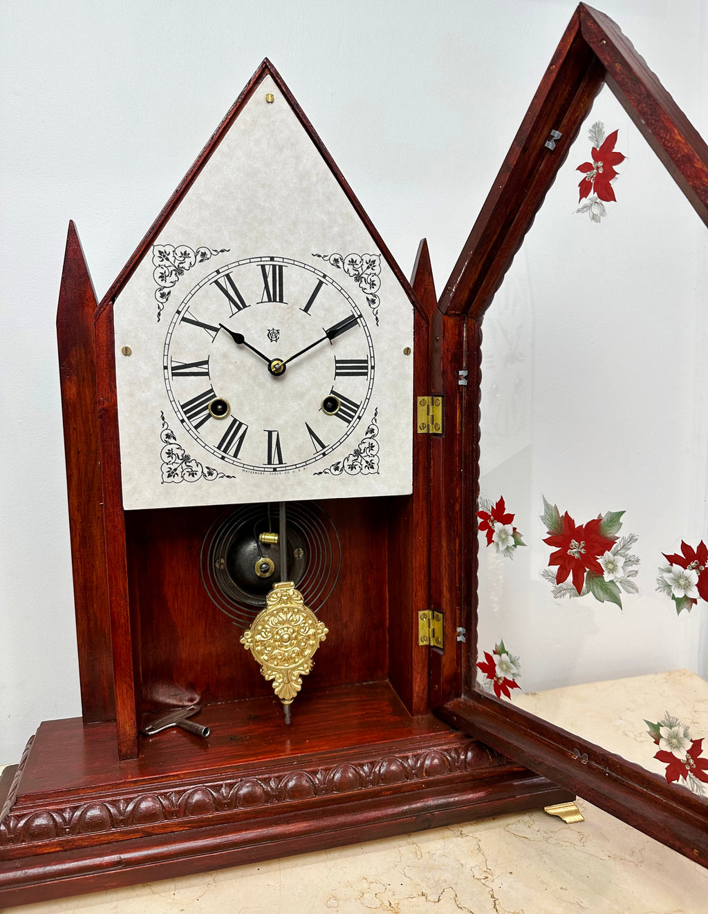 Antique Steeple Waterbury Hammer on Coil Chime Mantel Clock | Adelaide Clocks