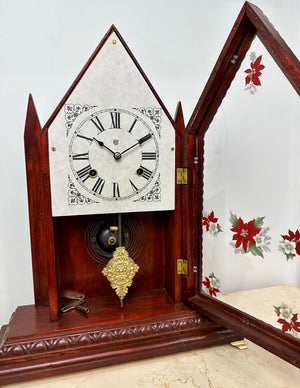 Antique Steeple Waterbury Hammer on Coil Chime Mantel Clock | Adelaide Clocks