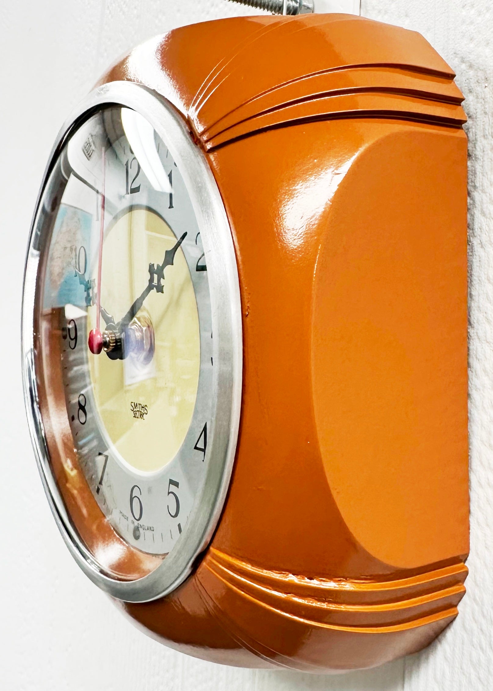 Vintage Orange Bakelite Smiths Sectric Kitchen Wall Clock | Adelaide Clocks