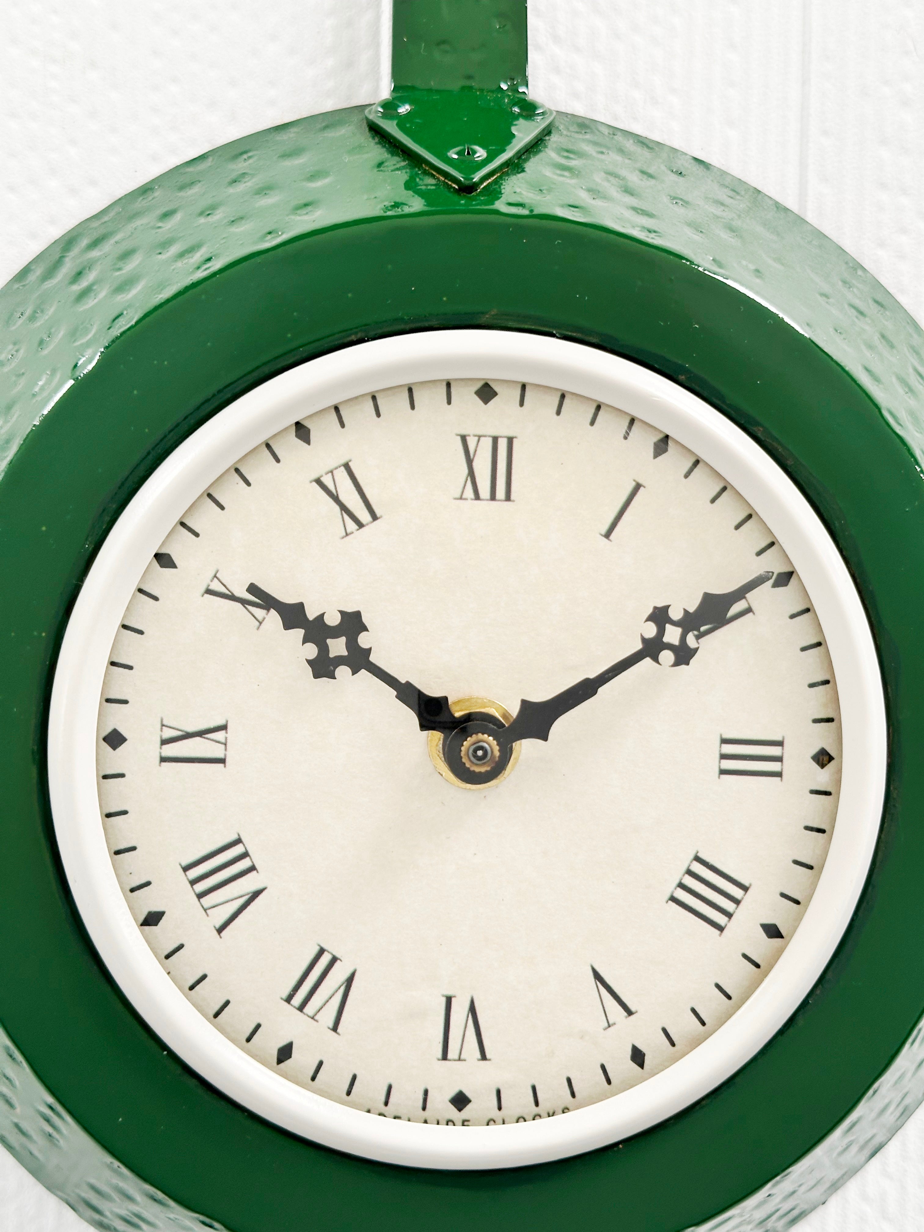 Vintage Green Frying Pan Kitchen Wall Clock | Adelaide Clocks