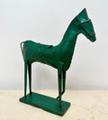 Vintage Rustic Metal Green Horse Decor | eXibit collection