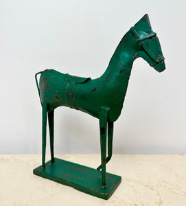 Vintage Rustic Metal Green Horse Decor | eXibit collection