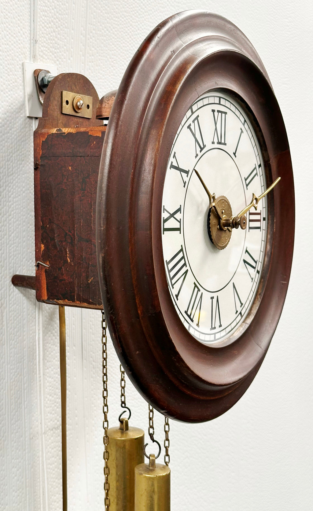 Antique Top Bell Alarm Strike Pendulum Wall Clock | Adelaide Clocks