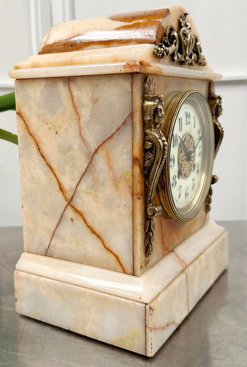Antique French White Marble Quartz Mantel Clock | Adelaide Clocks