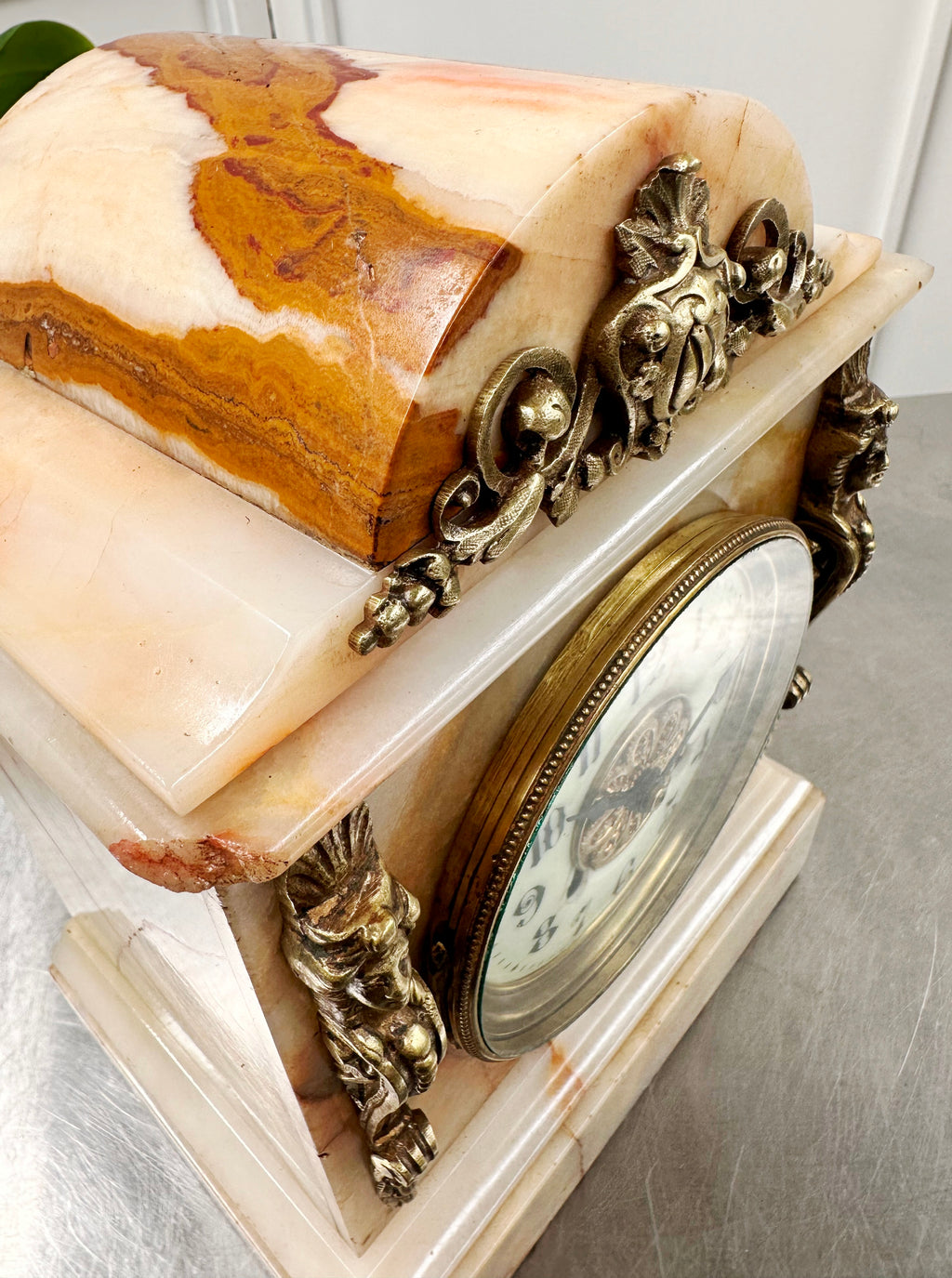 Antique French White Marble Quartz Mantel Clock | Adelaide Clocks