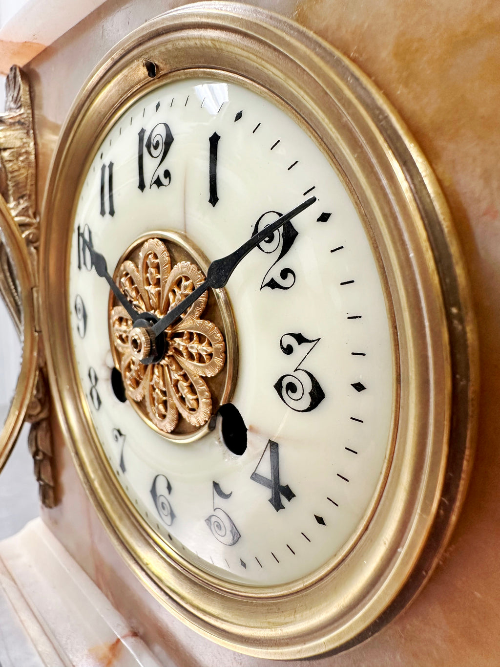 Antique French White Marble Quartz Mantel Clock | Adelaide Clocks