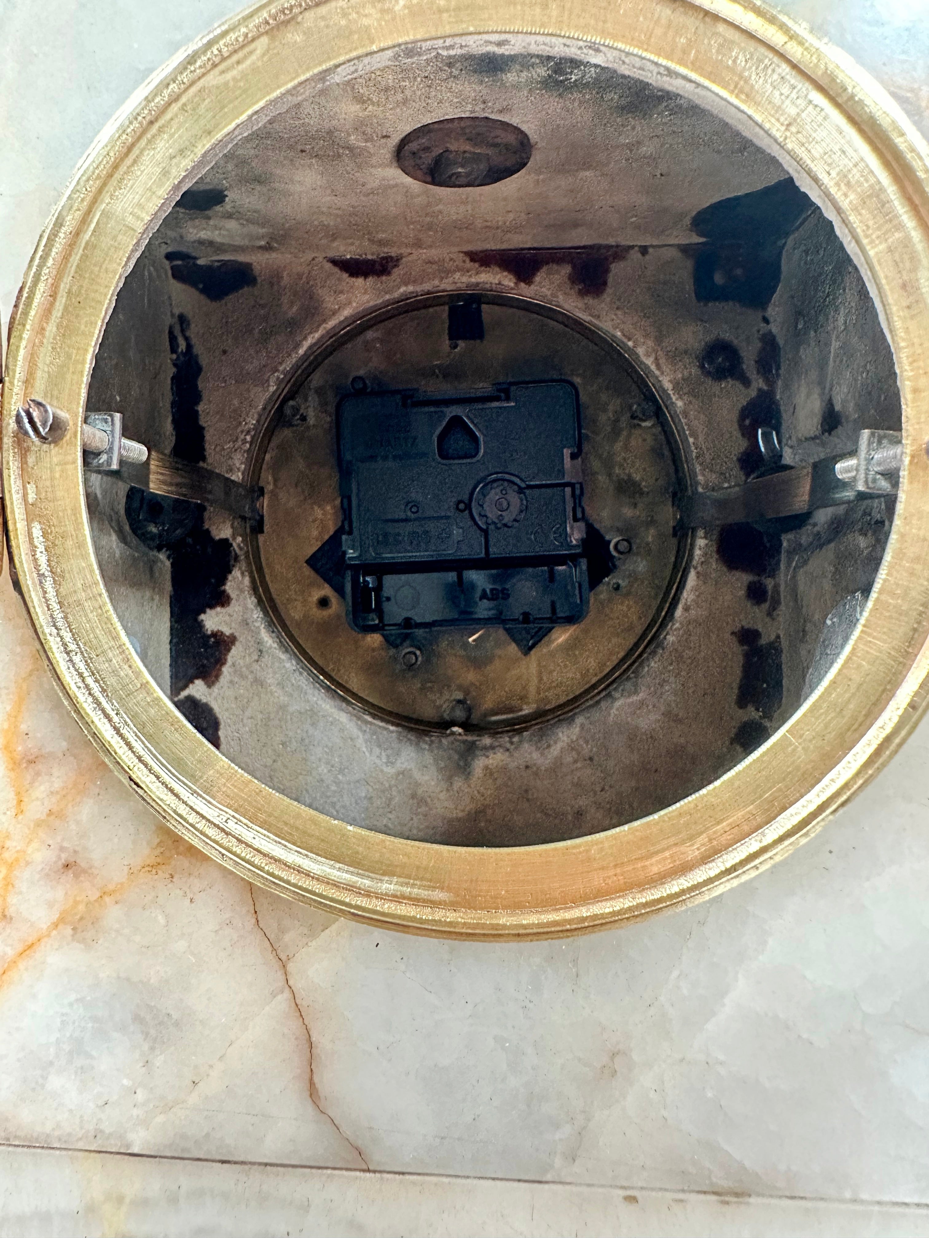 Antique French White Marble Quartz Mantel Clock | Adelaide Clocks