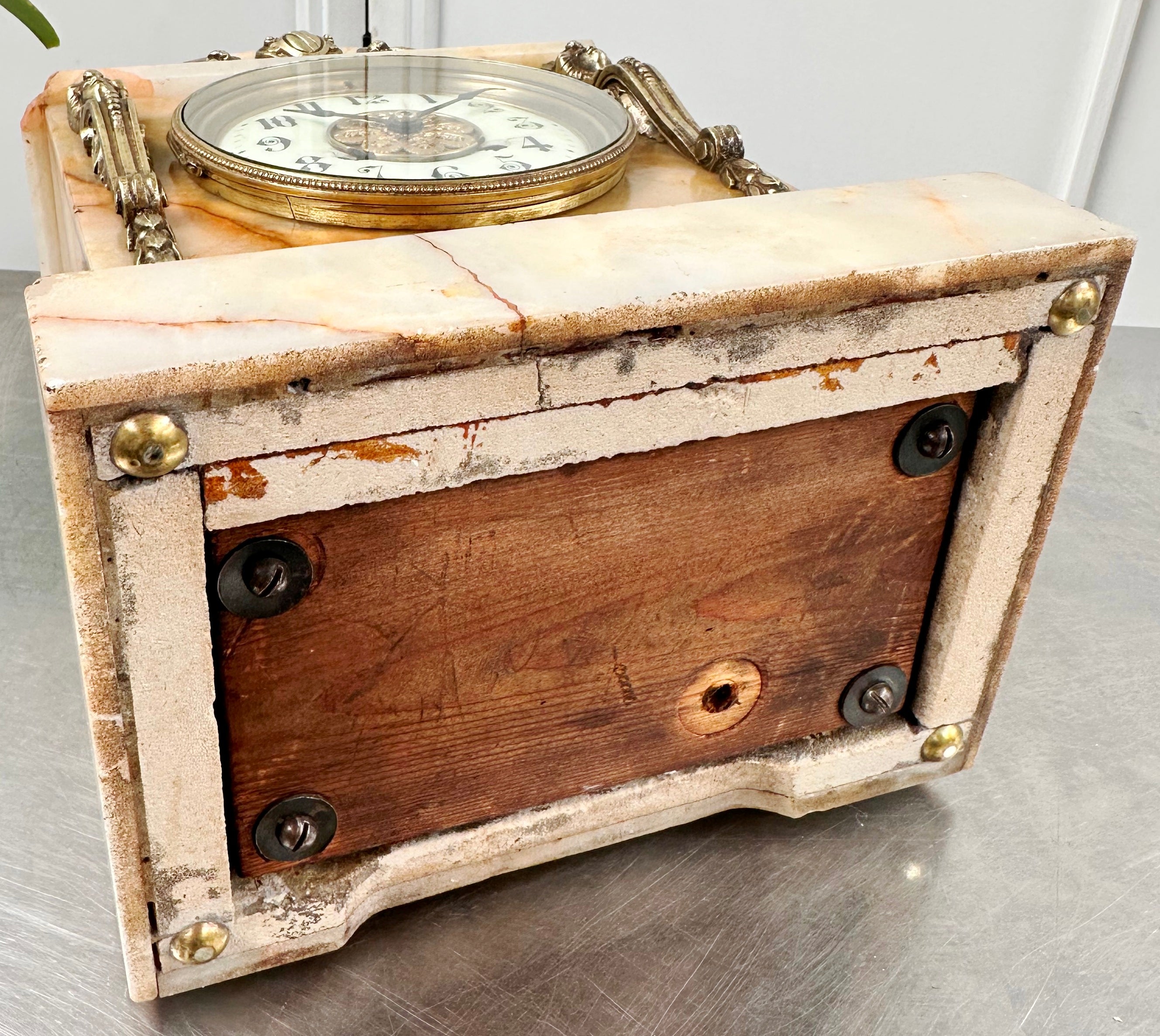 Antique French White Marble Quartz Mantel Clock | Adelaide Clocks