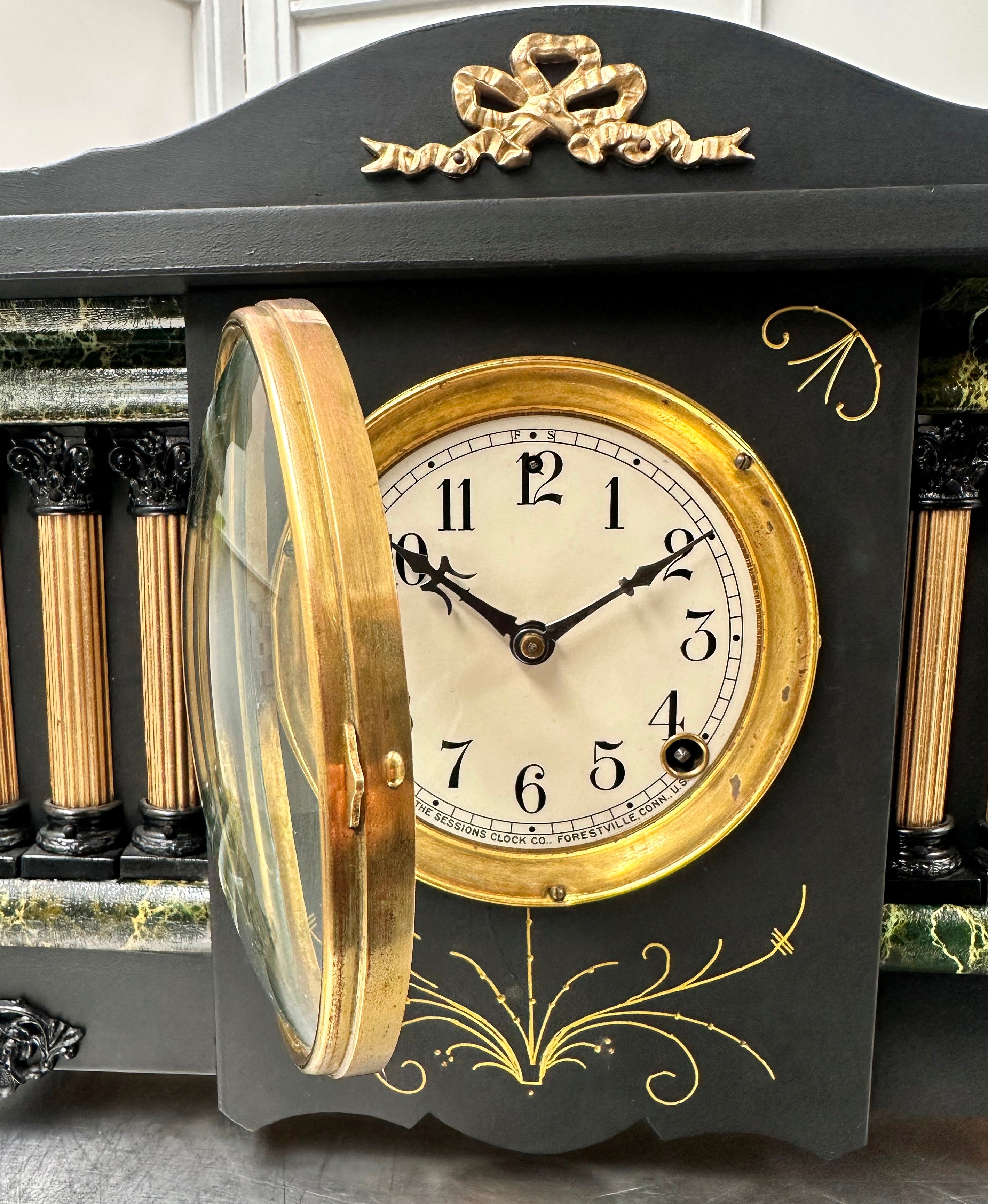 Antique Session Hammer on Bell and Coil Strike Mantel Clock | Adelaide Clocks