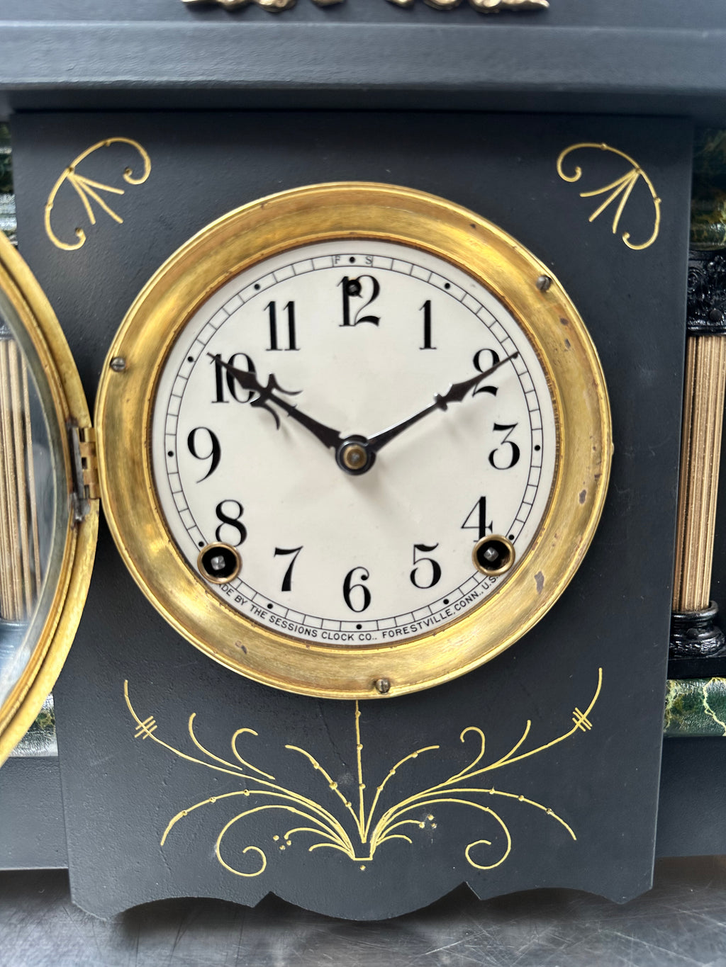 Antique Session Hammer on Bell and Coil Strike Mantel Clock | Adelaide Clocks