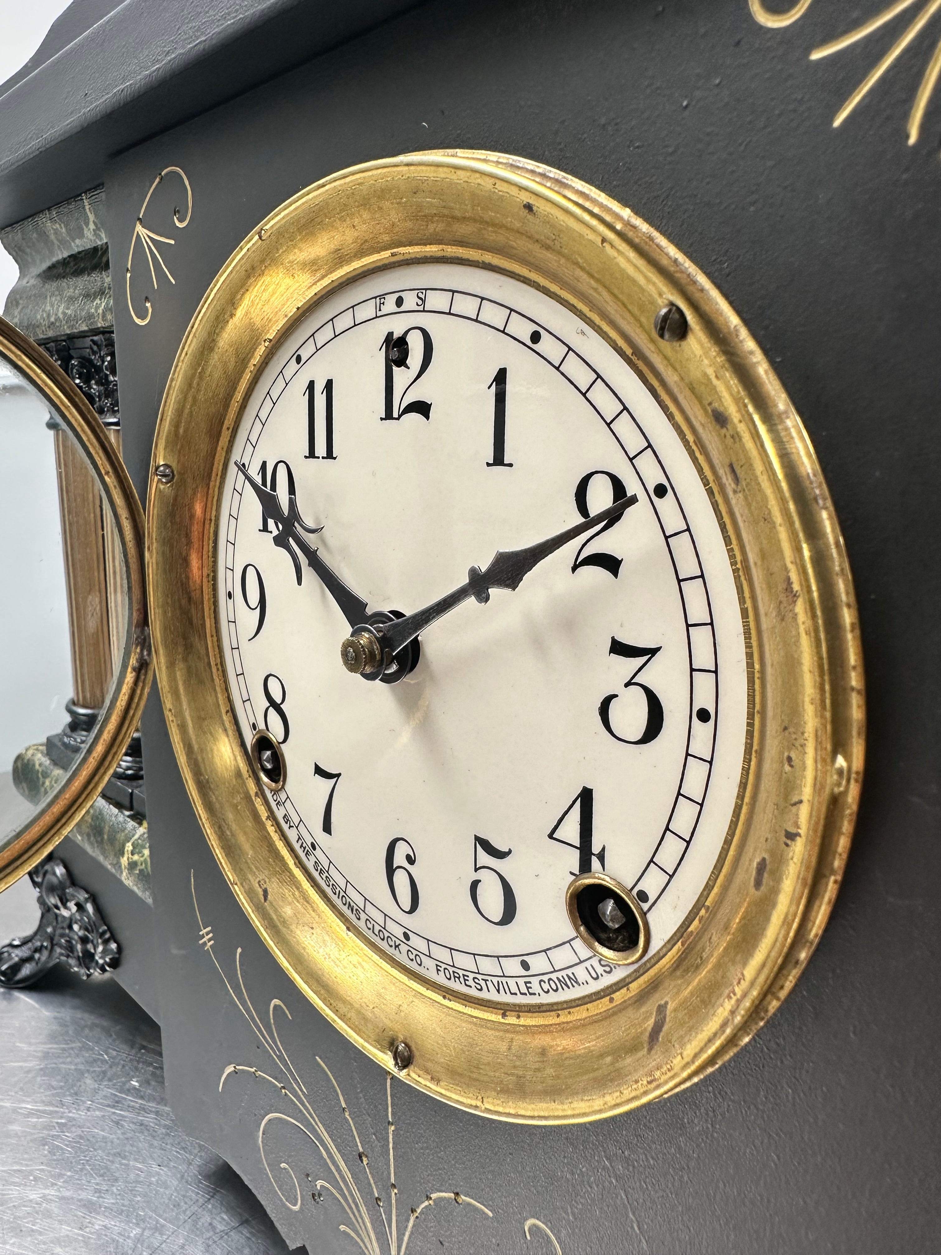 Antique Session Hammer on Bell and Coil Strike Mantel Clock | Adelaide Clocks