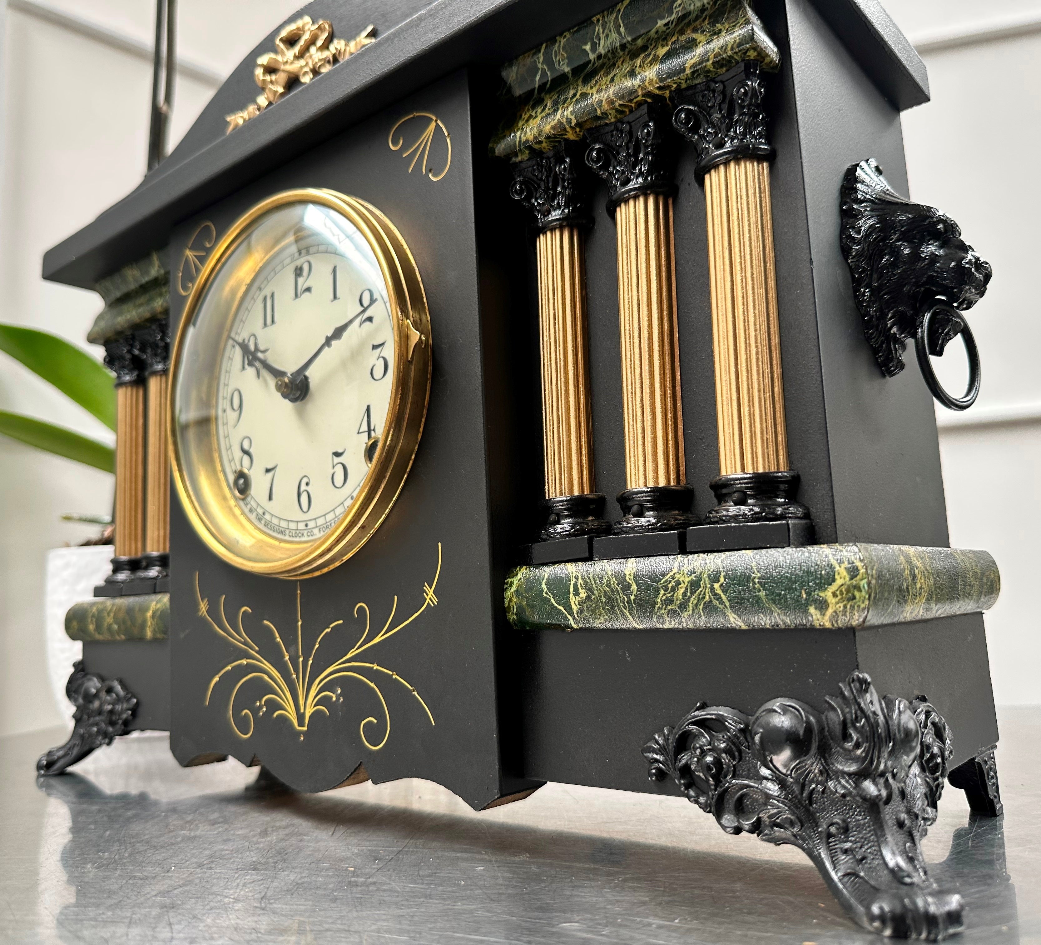 Antique Session Hammer on Bell and Coil Strike Mantel Clock | Adelaide Clocks