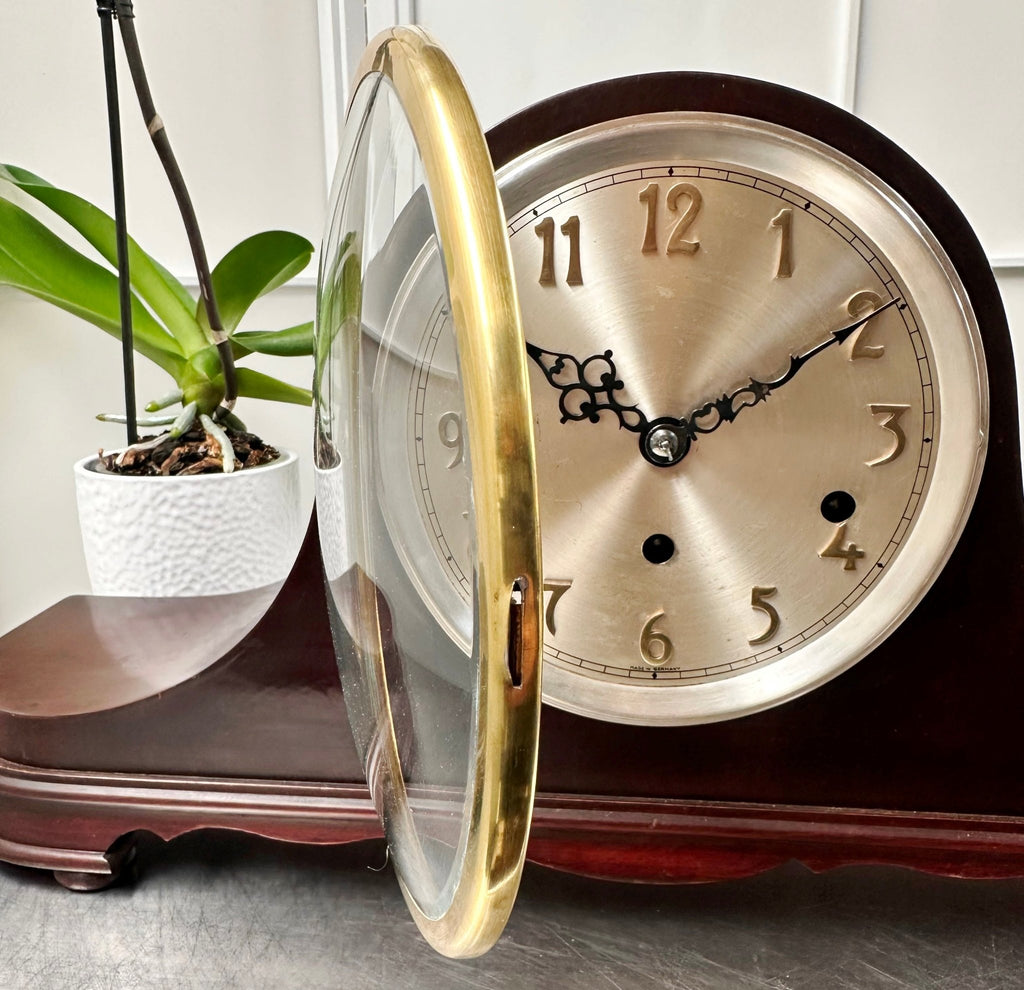 Vintage German Westminster Chime Napoleon Mahogany Mantel Clock | Adelaide Clocks