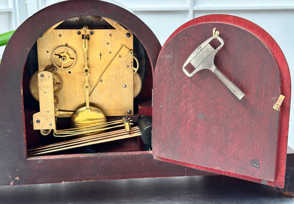 Vintage German Westminster Chime Napoleon Mahogany Mantel Clock | Adelaide Clocks