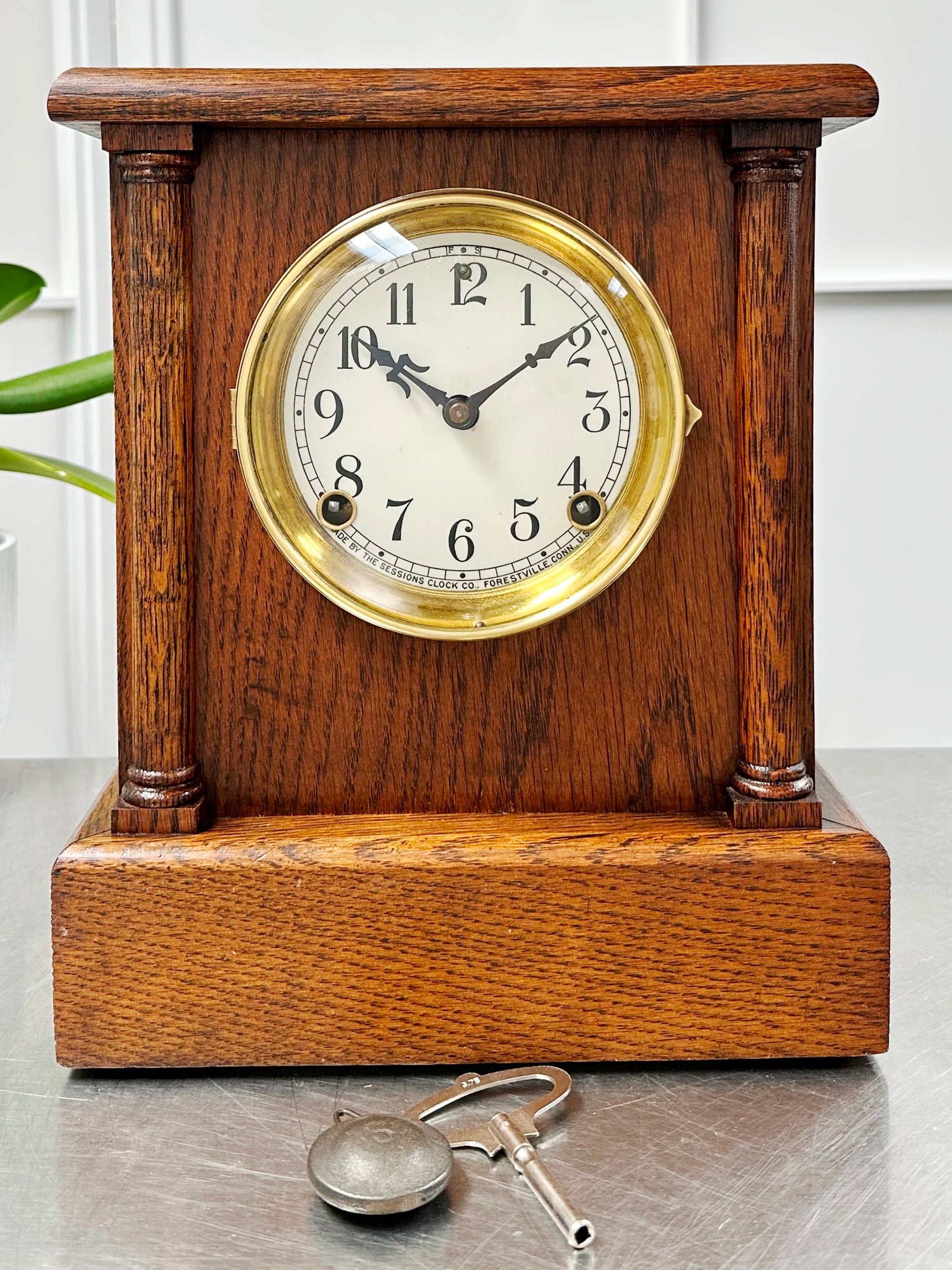 Vintage Oak Sessions Hammer Strike Mantel Clock | Adelaide Clocks