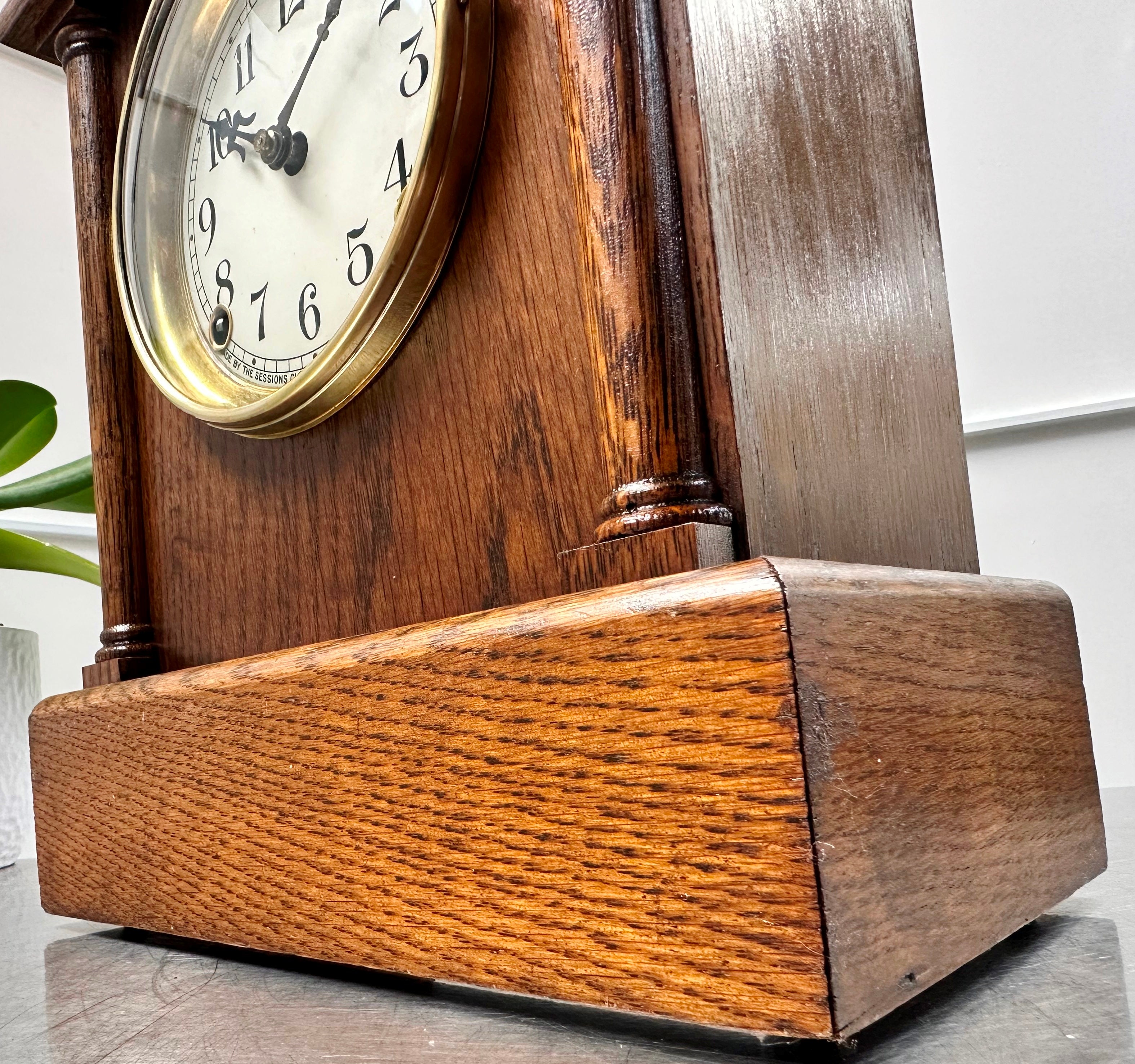 Vintage Oak Sessions Hammer Strike Mantel Clock | Adelaide Clocks