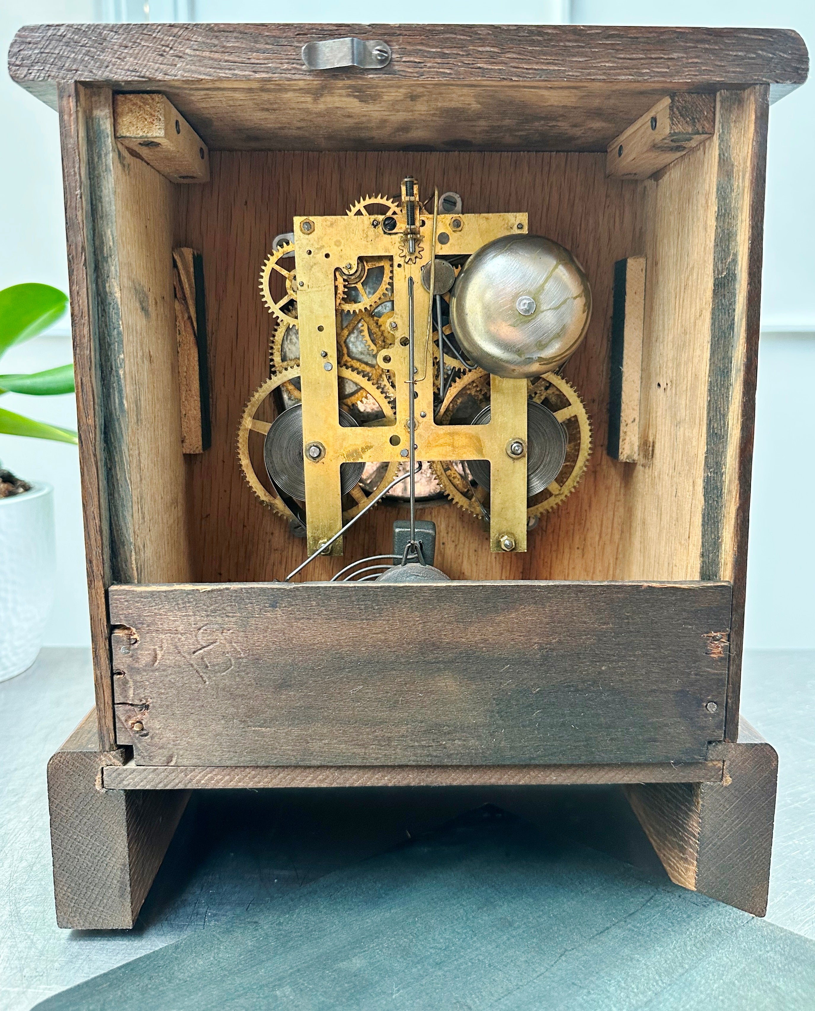 Vintage Oak Sessions Hammer Strike Mantel Clock | Adelaide Clocks