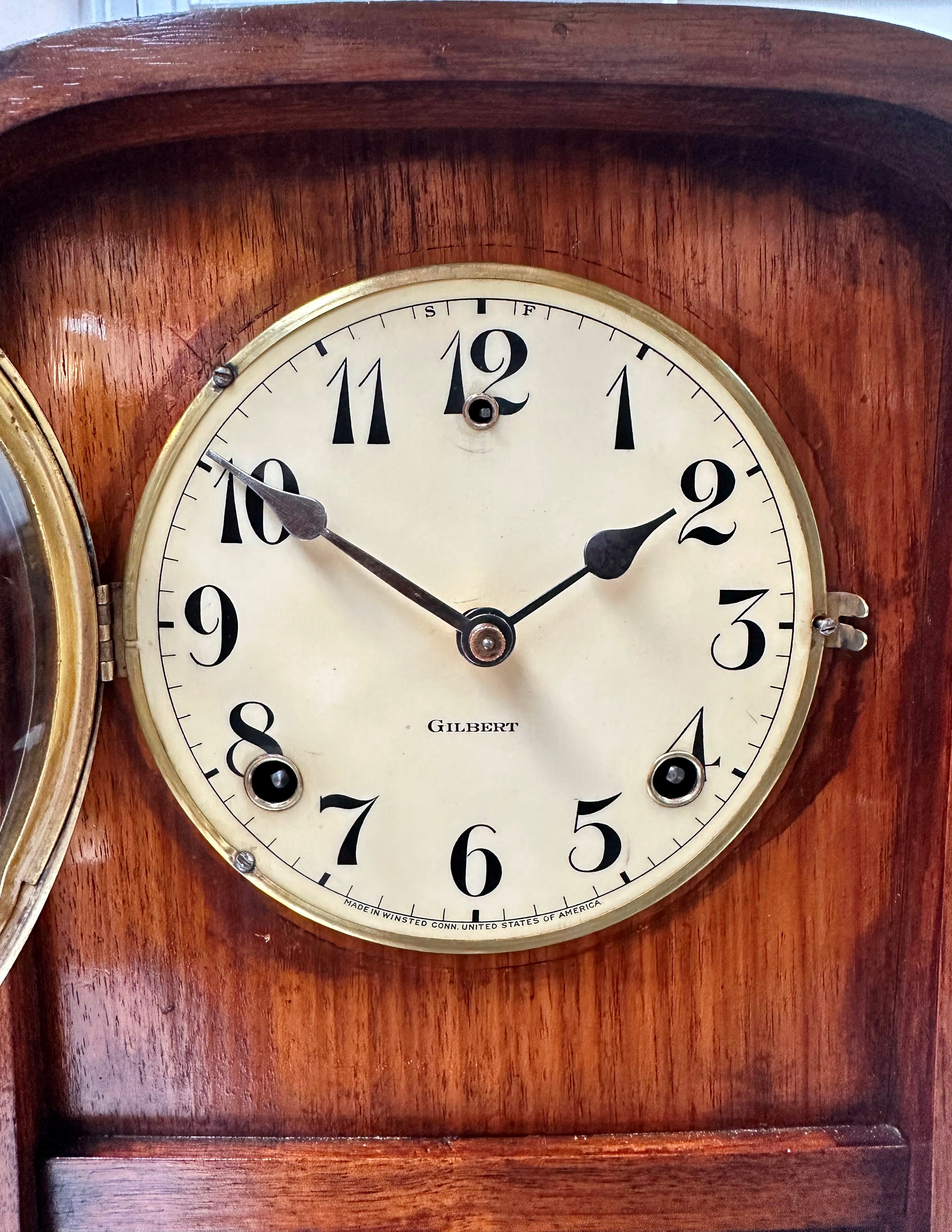 Antique GILBERT U.S.A Hammer on Coil Strike Mantel Clock | Adelaide Clocks