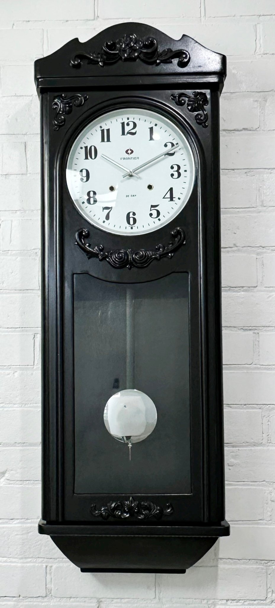 Vintage Frontier Quartz Black Pendulum Wall Clock | Adelaide Clocks