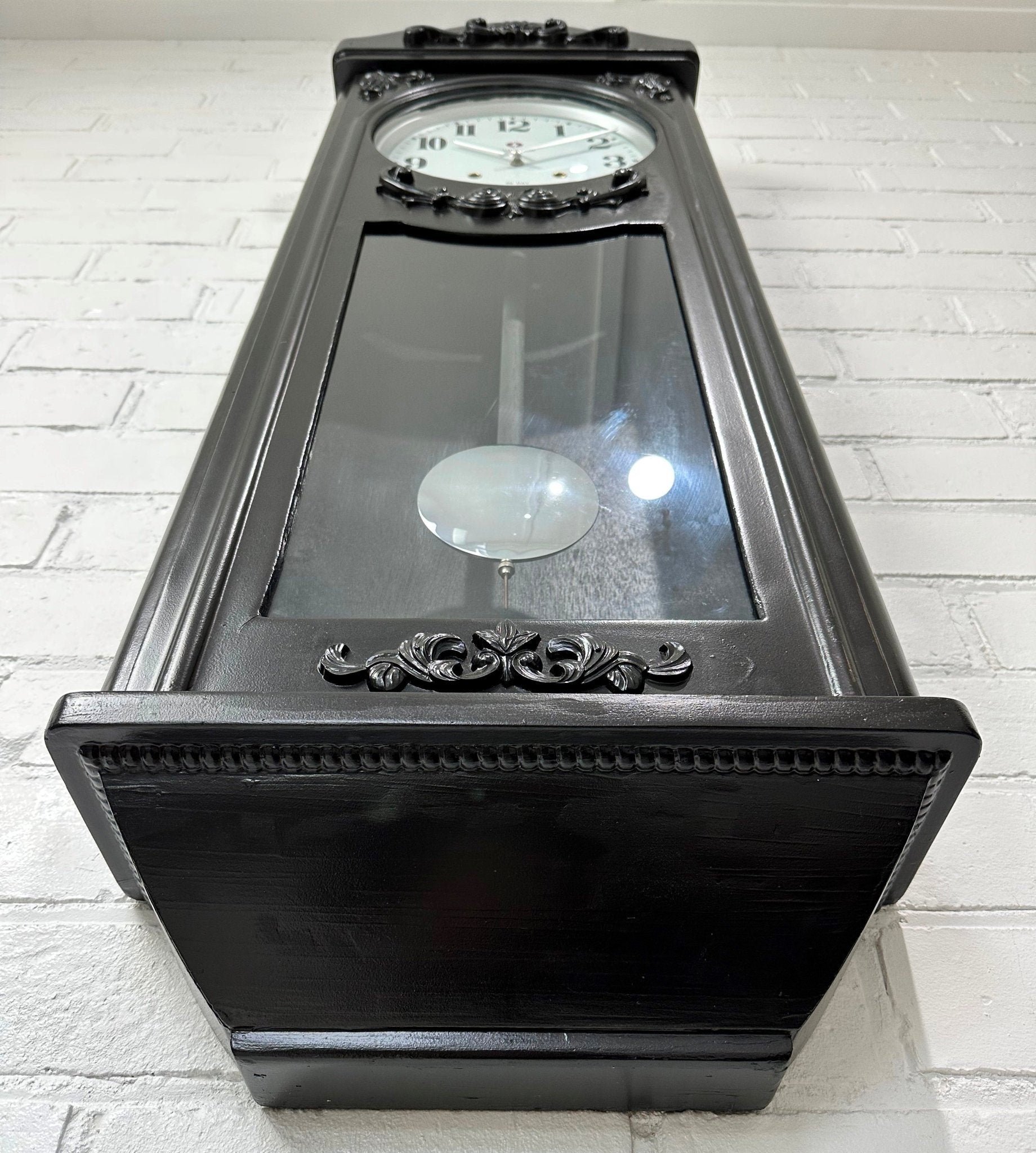 Vintage Frontier Quartz Black Pendulum Wall Clock | Adelaide Clocks