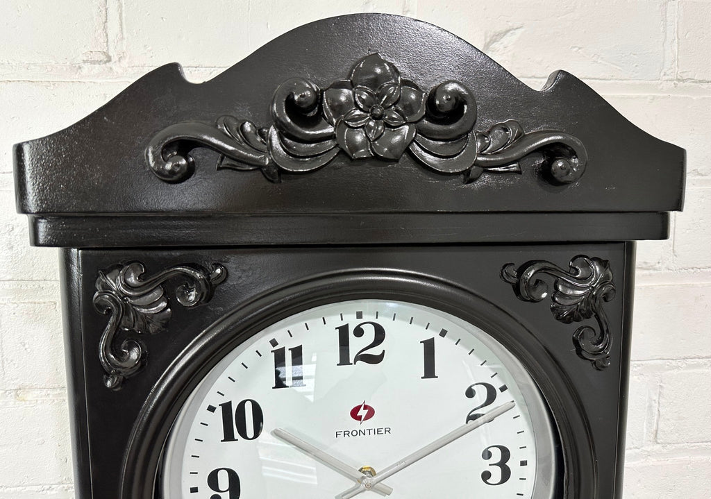 Vintage Frontier Quartz Black Pendulum Wall Clock | Adelaide Clocks