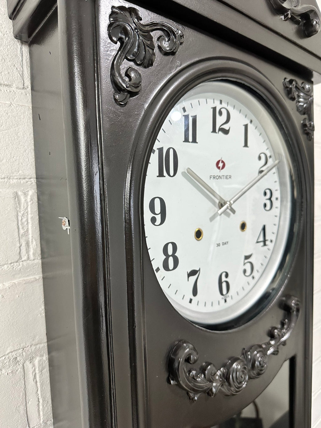 Vintage Frontier Quartz Black Pendulum Wall Clock | Adelaide Clocks