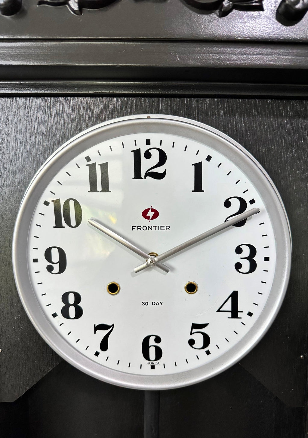 Vintage Frontier Quartz Black Pendulum Wall Clock | Adelaide Clocks