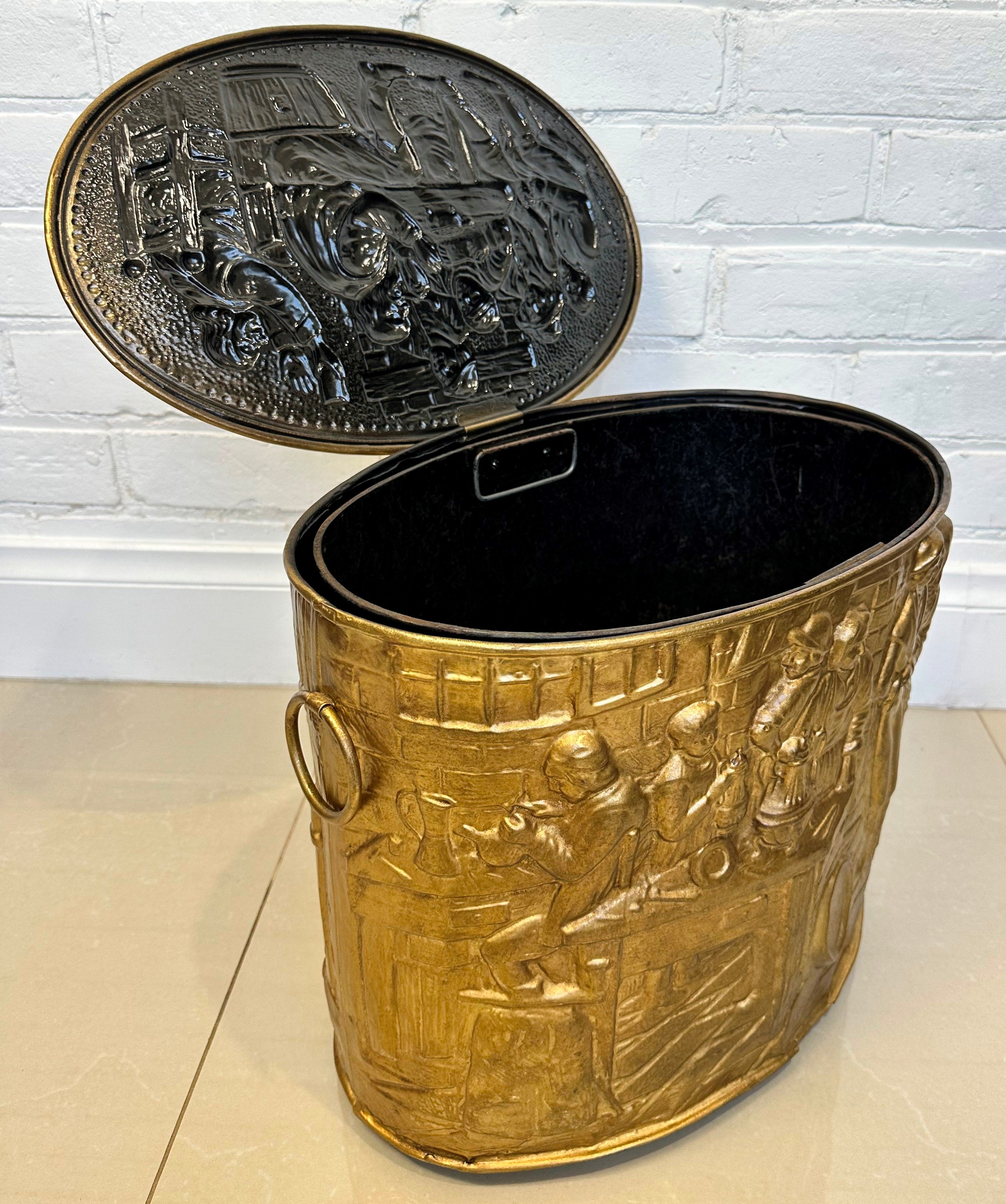 Vintage Embossed Coal Scuttle Fire Box | Adelaide Clocks