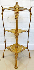Vintage Cast Iron 3x Tier Gold Planter Stand | Adelaide Clocks