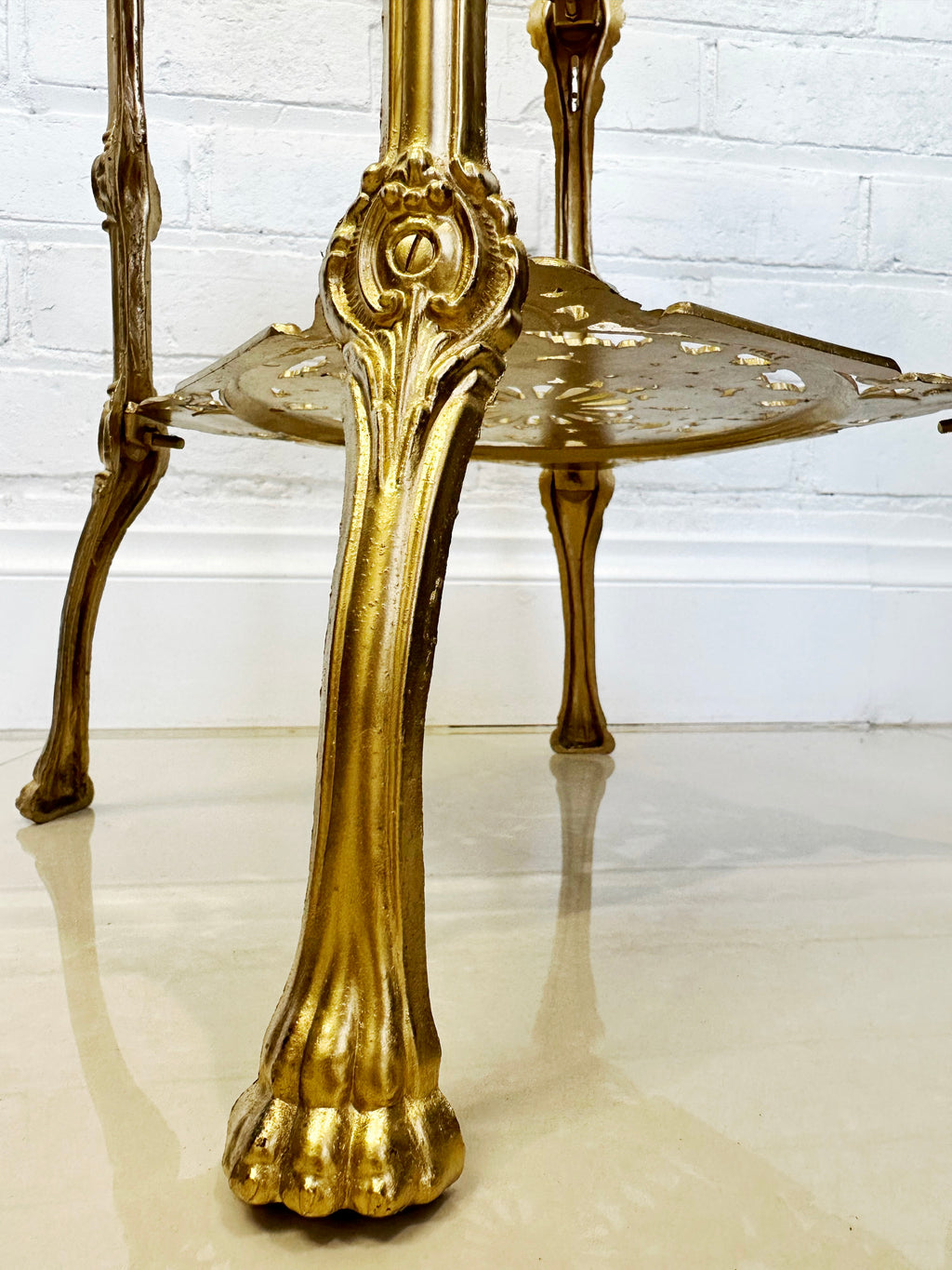 Vintage Cast Iron 3x Tier Gold Planter Stand | Adelaide Clocks