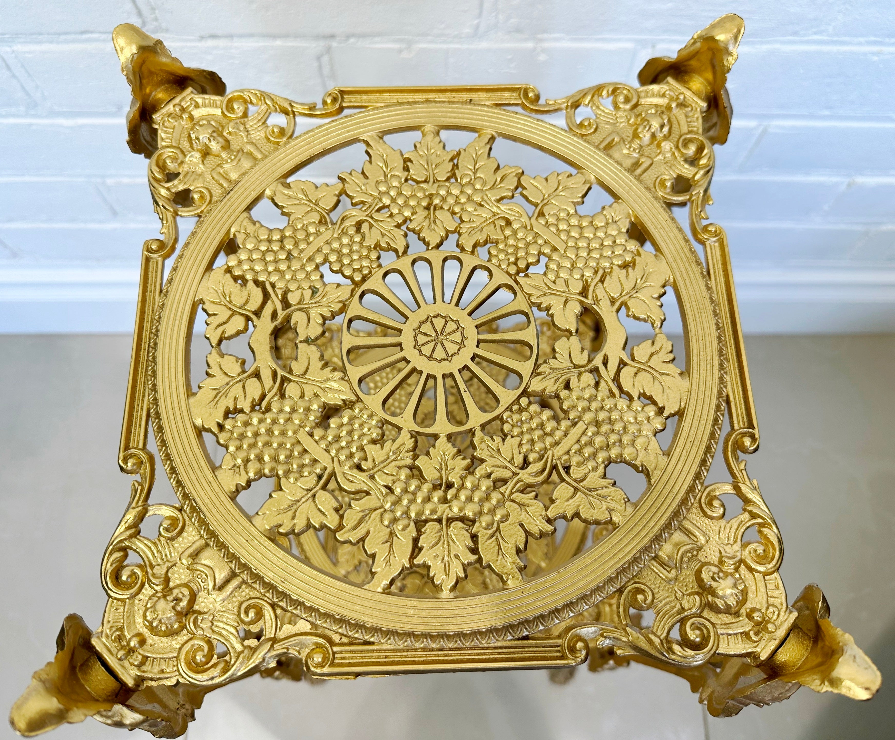 Vintage Cast Iron 3x Tier Gold Planter Stand | Adelaide Clocks