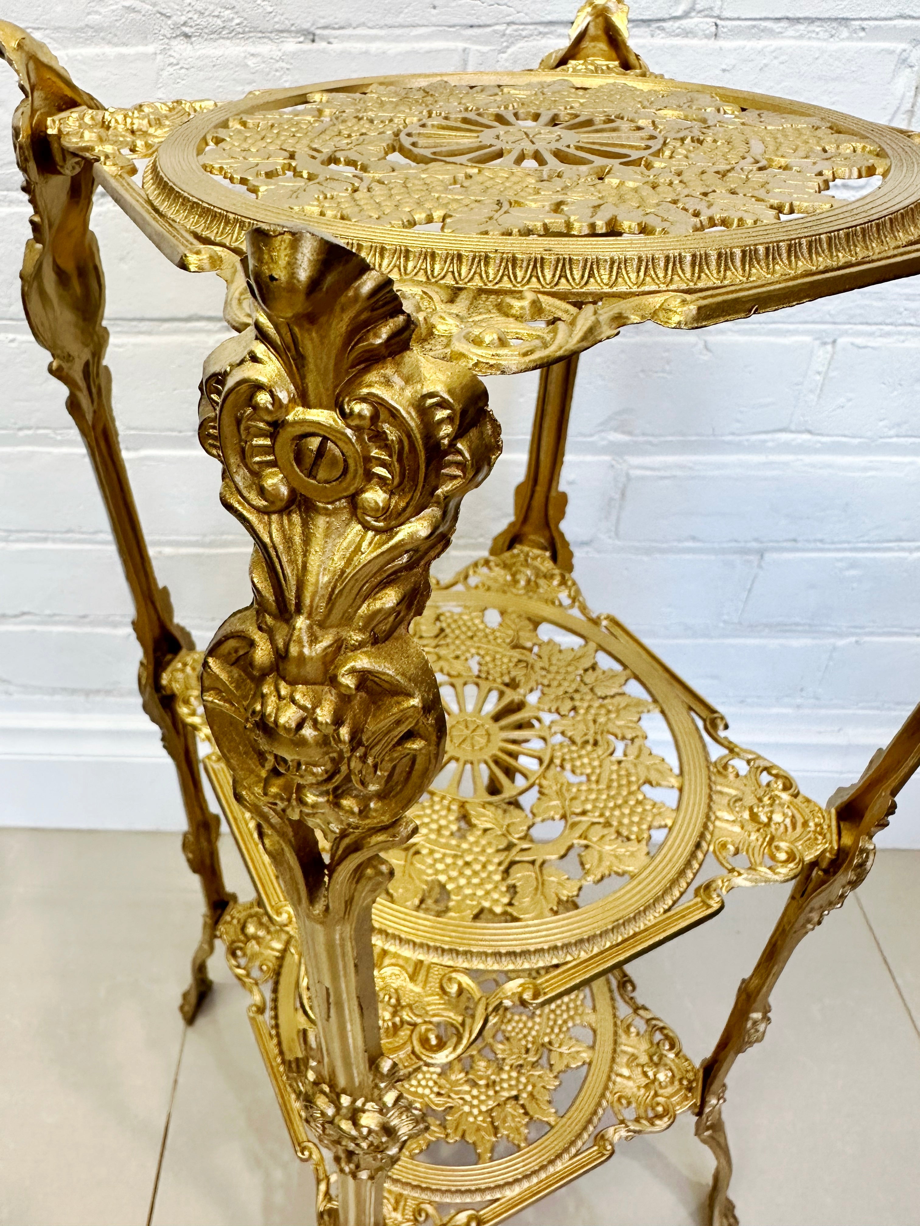 Vintage Cast Iron 3x Tier Gold Planter Stand | Adelaide Clocks
