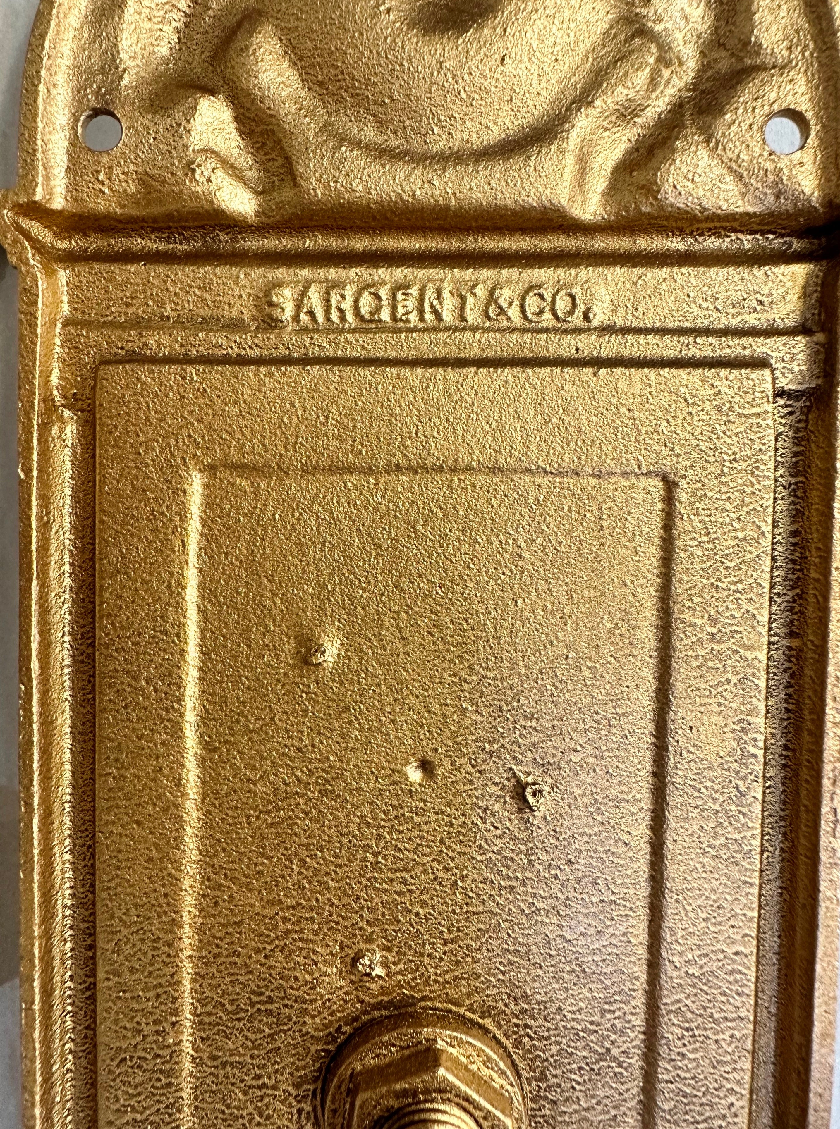 Antique Sargent & Co Gold Figural Griffin Koi Dragon Door Handle | Adelaide Clocks