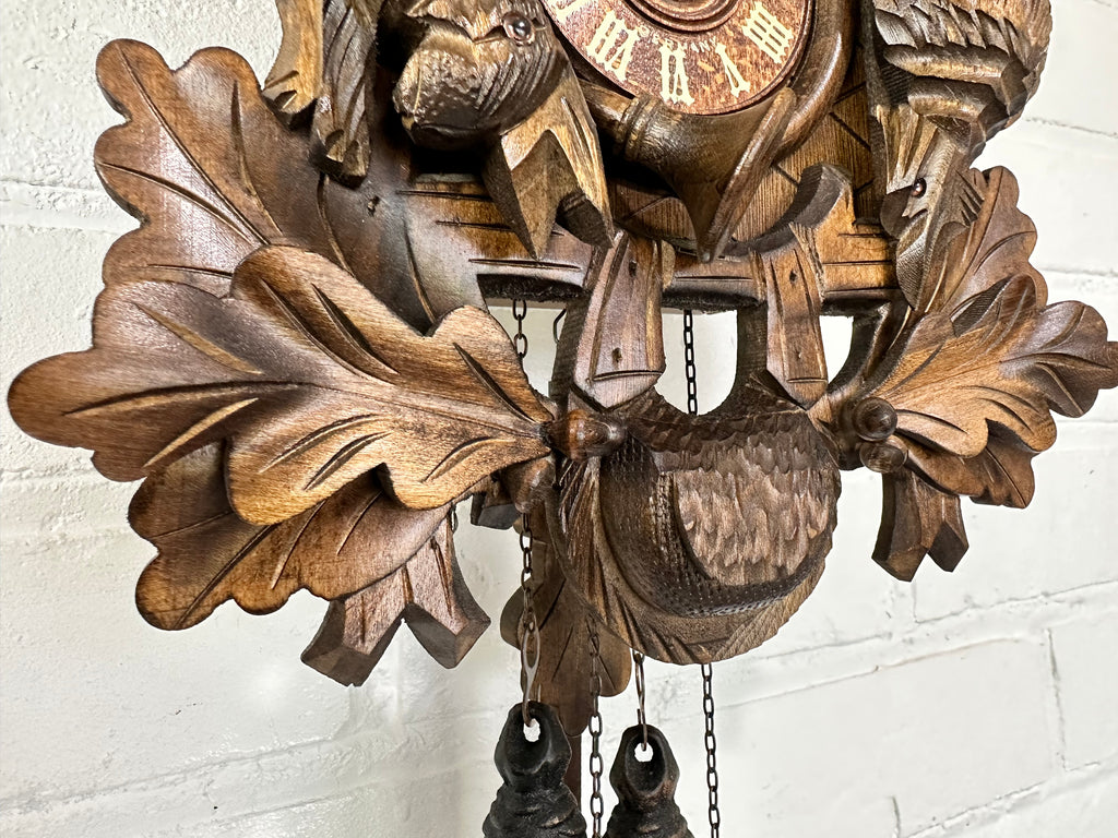 VIntage Black Forest Hunters Musical Bird Chime Cuckoo Wall Clock ...