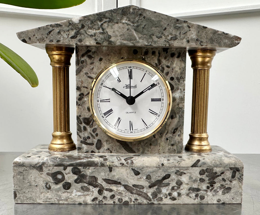 Vintage Marble Petite Mantel Clock with Hermle Quartz Mechanism | Adelaide Clocks