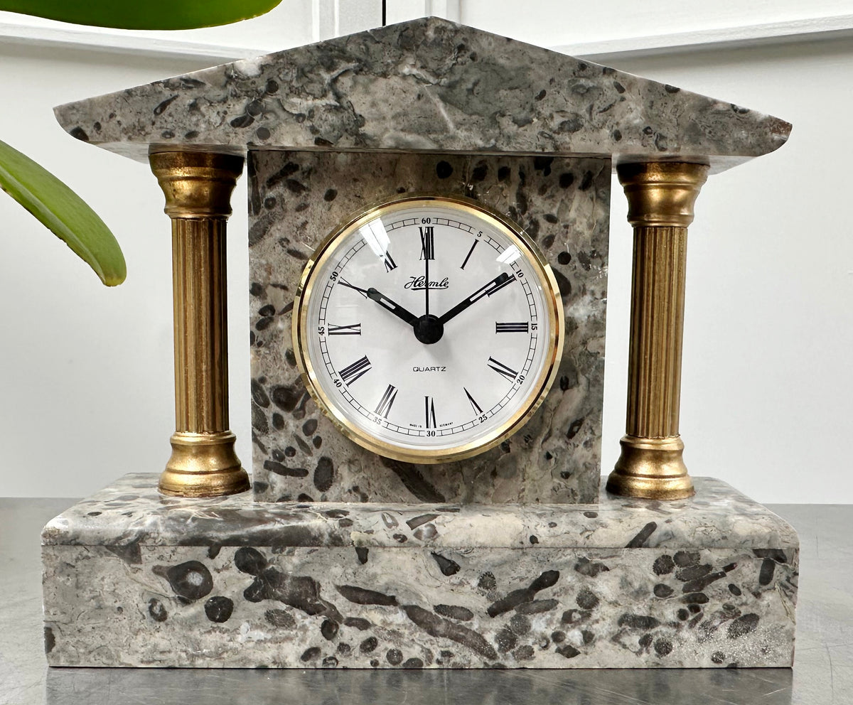 Vintage Marble Petite Mantel Clock with Hermle Quartz Mechanism | Adelaide Clocks