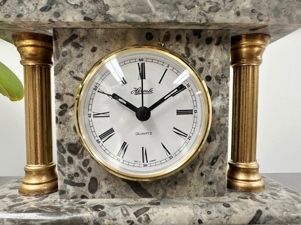 Vintage Marble Petite Mantel Clock with Hermle Quartz Mechanism | Adelaide Clocks