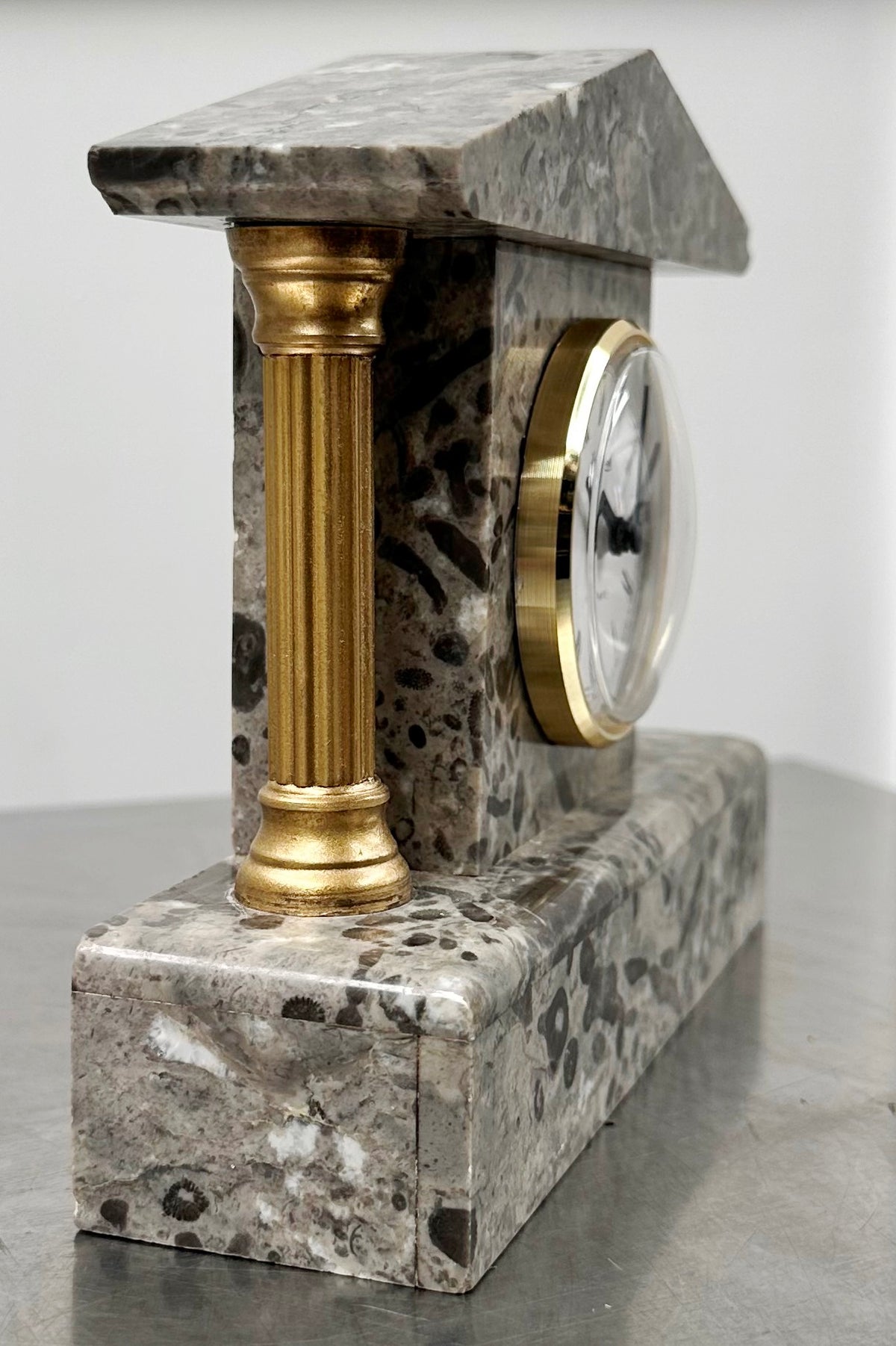 Vintage Marble Petite Mantel Clock with Hermle Quartz Mechanism | Adelaide Clocks