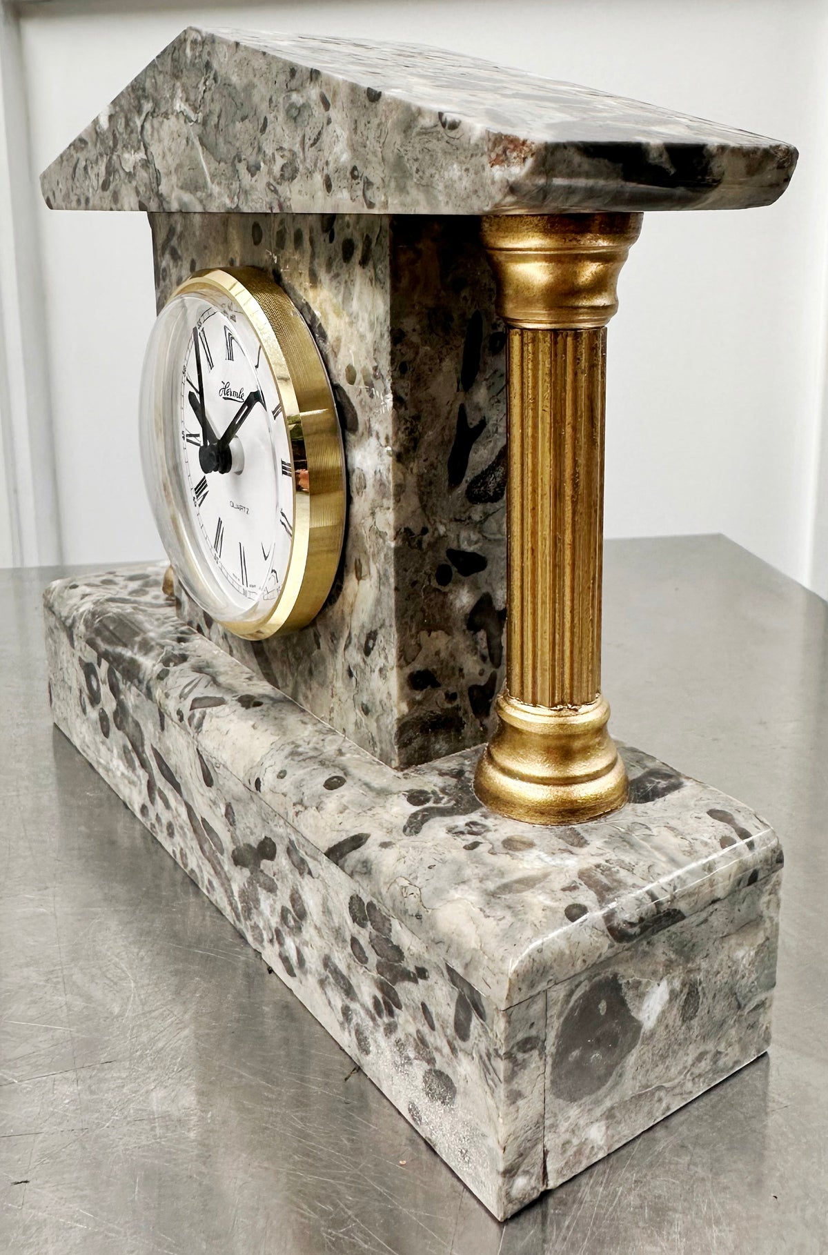 Vintage Marble Petite Mantel Clock with Hermle Quartz Mechanism | Adelaide Clocks