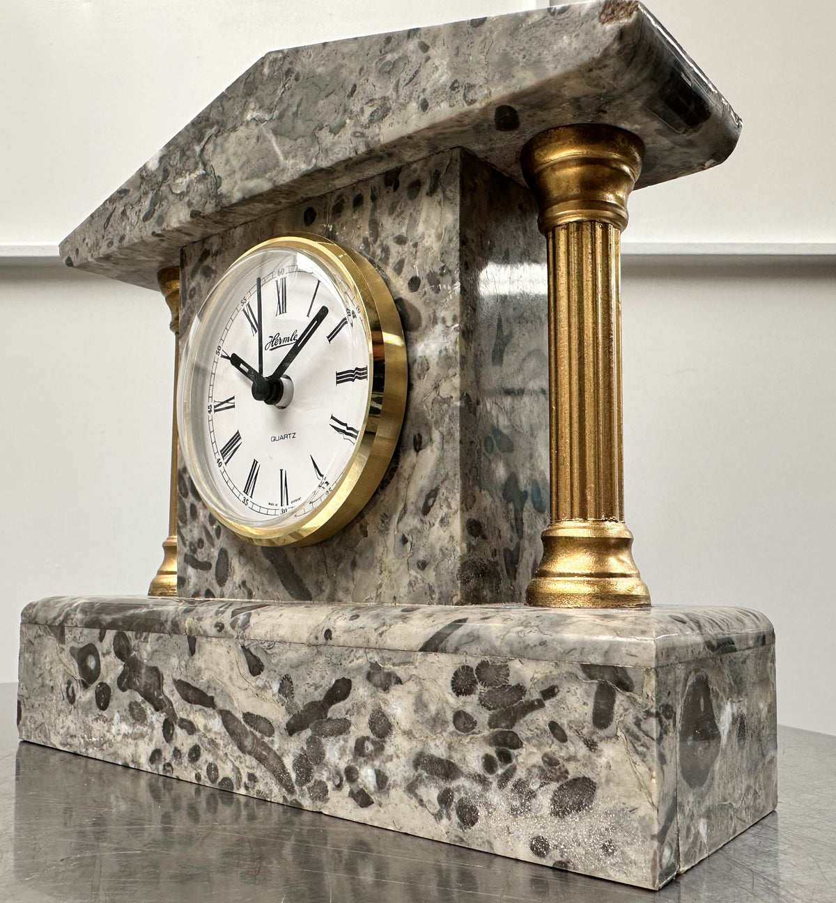 Vintage Marble Petite Mantel Clock with Hermle Quartz Mechanism | Adelaide Clocks