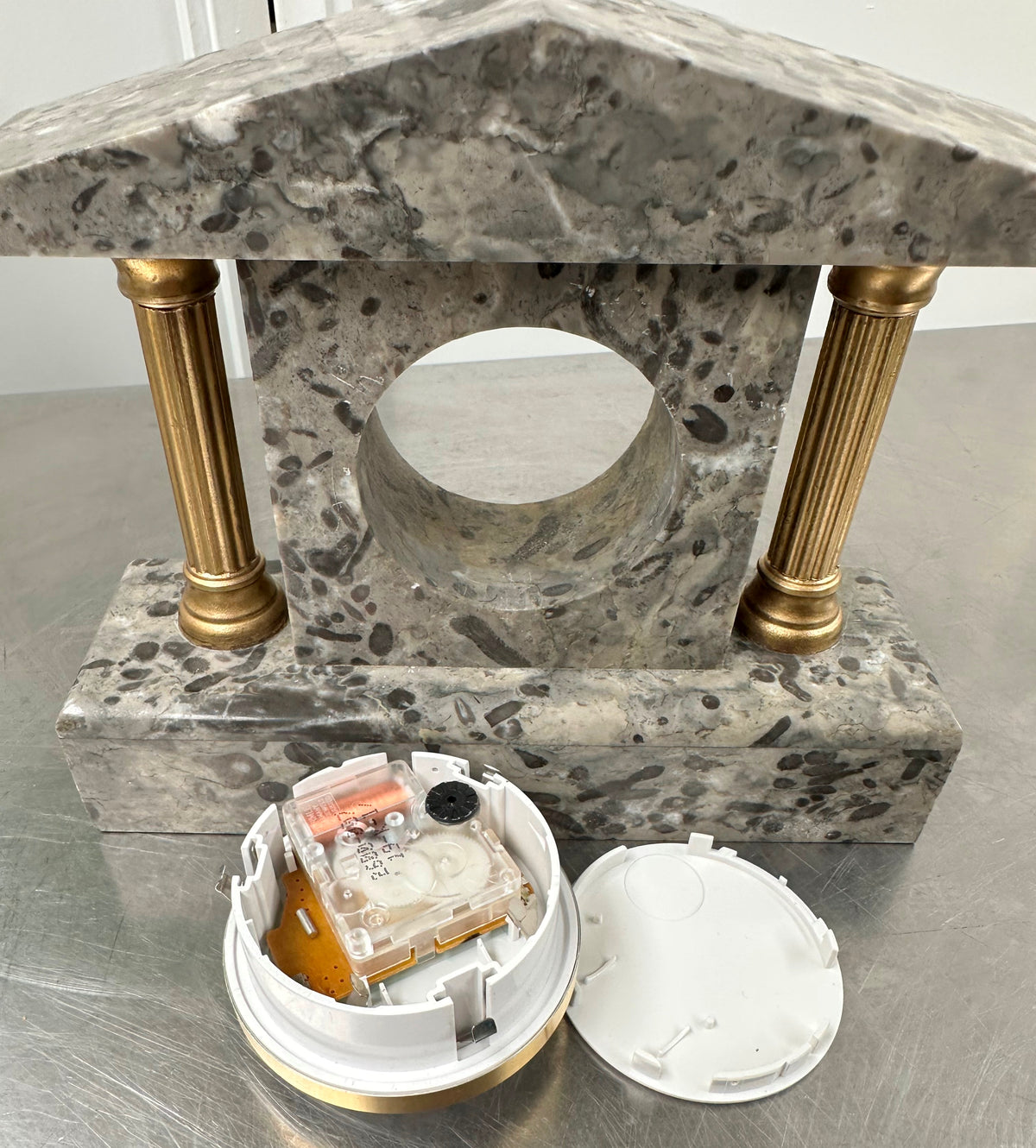 Vintage Marble Petite Mantel Clock with Hermle Quartz Mechanism | Adelaide Clocks