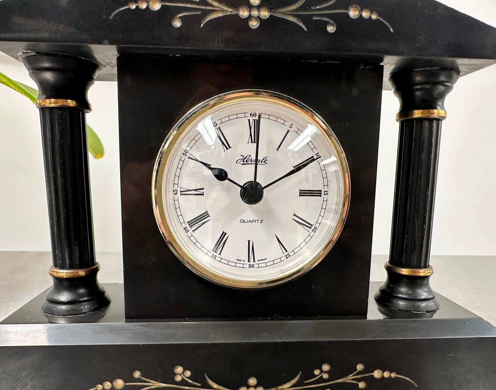 Vintage Slate & Marble Petite Mantel Clock with Hermle Quartz Mechanism | Adelaide Clocks