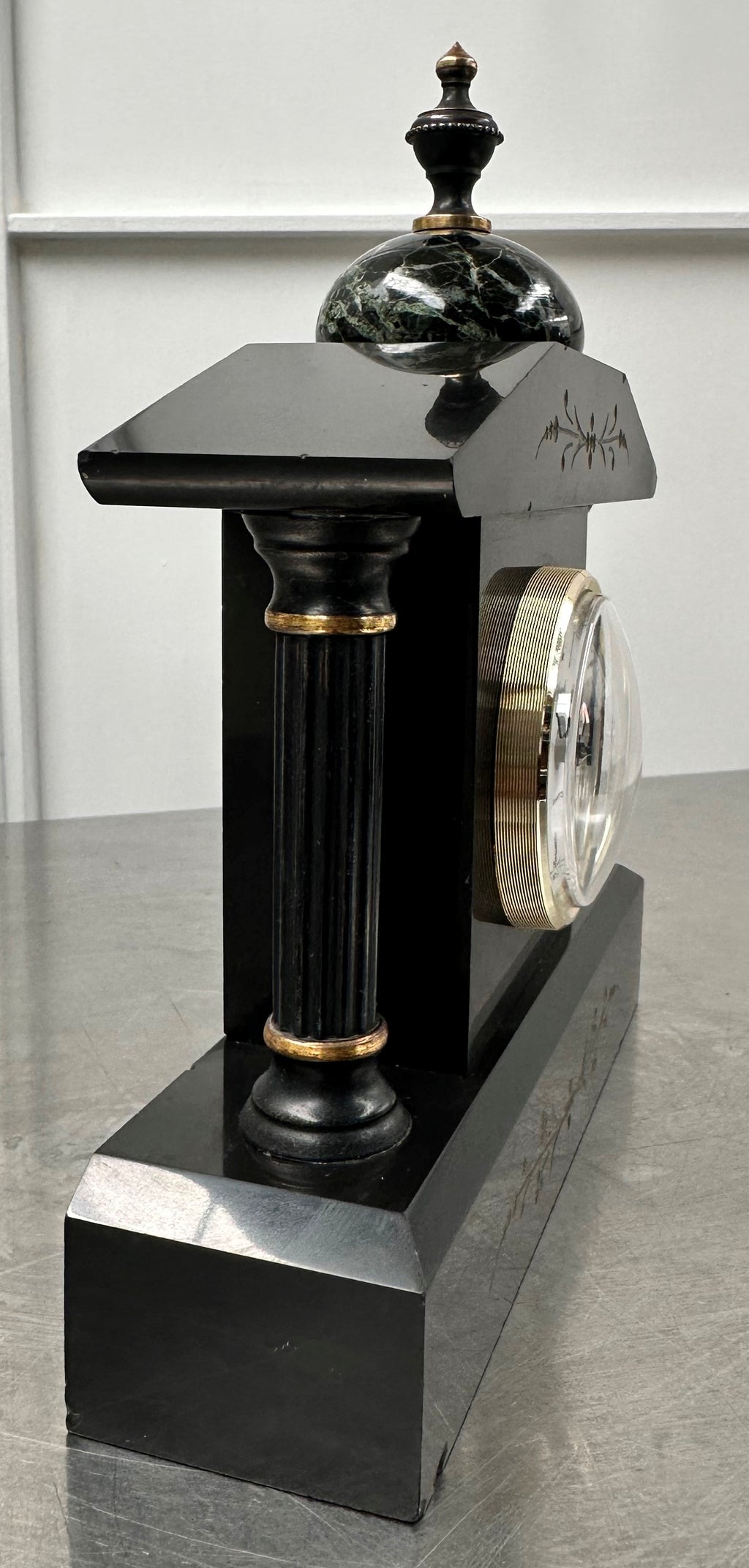 Vintage Slate & Marble Petite Mantel Clock with Hermle Quartz Mechanism | Adelaide Clocks