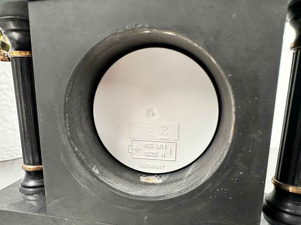 Vintage Slate & Marble Petite Mantel Clock with Hermle Quartz Mechanism | Adelaide Clocks