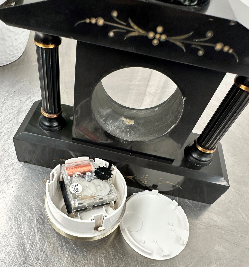 Vintage Slate & Marble Petite Mantel Clock with Hermle Quartz Mechanism | Adelaide Clocks